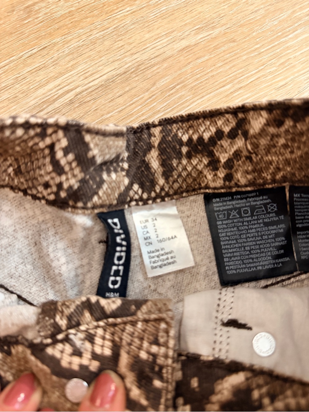 H&M Divided Snake Print Jeans in Brown and Tan